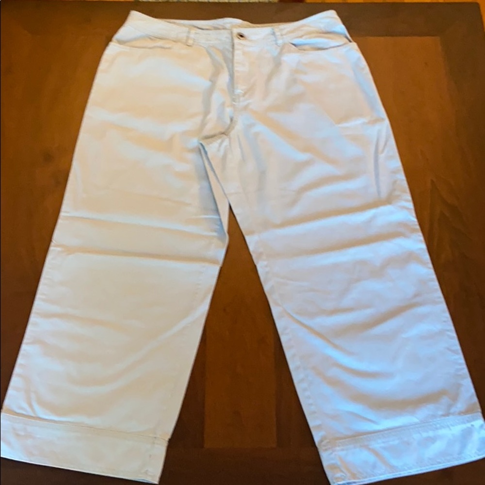 Pale Blue Wide Leg Capris Crop Pants
